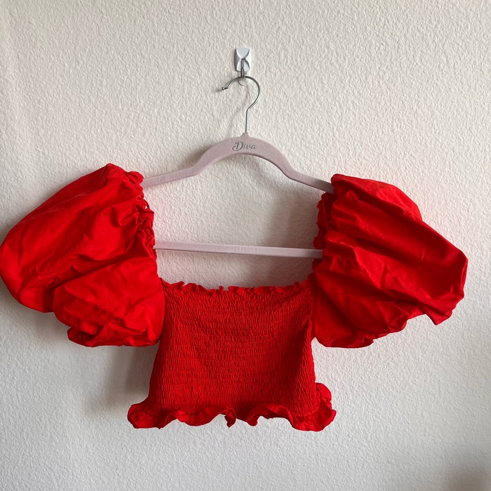 ZARA | smocked puff sleeved top